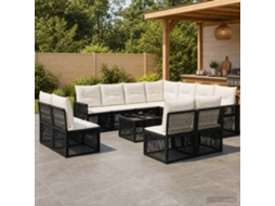 Vidaxl Conjunto De Sofá De Jardim 12 Unid. Preto E Branco Creme
