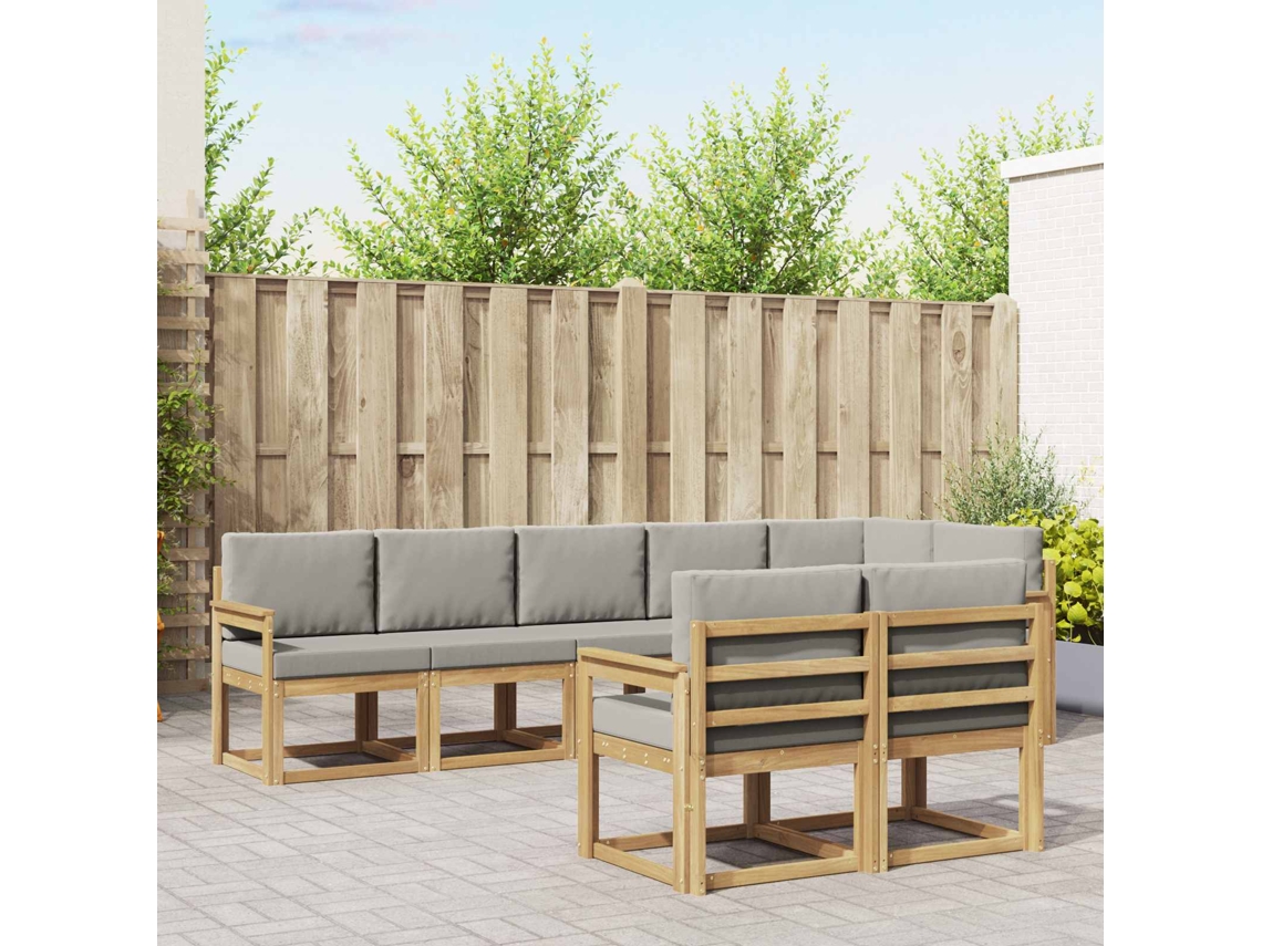 Vidaxl Conjunto De Sofás Para Exterior 8 Unid. Branco E Cinzento-claro