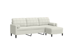 Maison Exclusive - Sofá De 3 Lugares Com Apoio De Pés 210 Cm Veludo Cor Creme