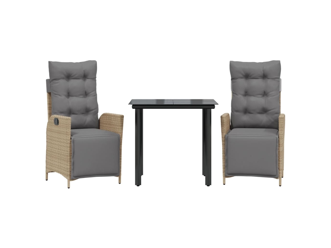 Garden Dining Set, Garden Dining Sets Vidaxl Bege Rattan / Vime (mesa Com 80 Cm De Comprimento)