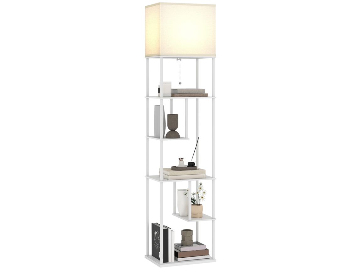 Candeeiro de Pé Mdf, Metal e Linho Cor Branco 40x29x171 cm Homcom
