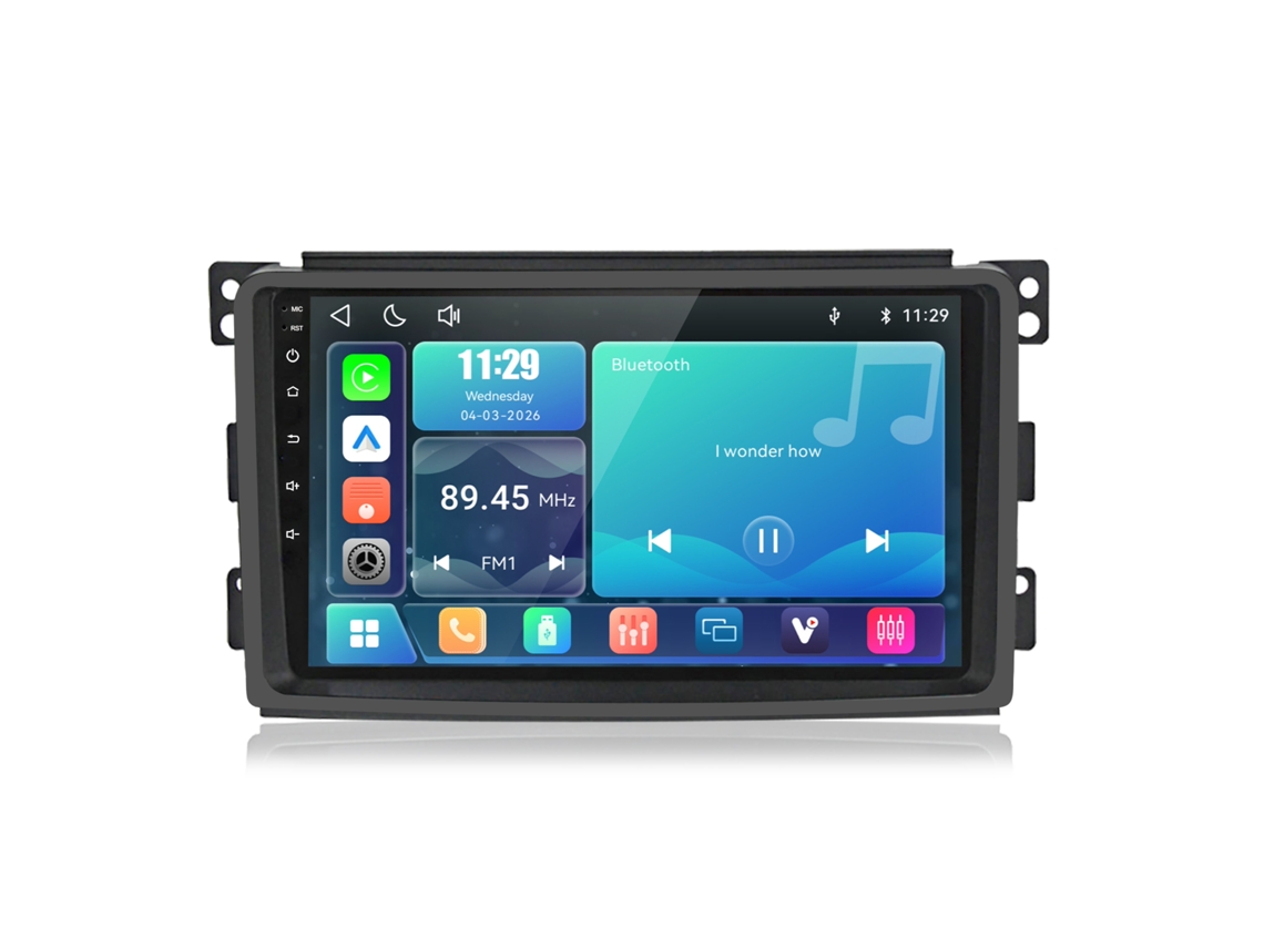 Rádio Carro Hexinex Para Smart Fortwo 2005-2010 Linux Carplay Android Auto Bluetooth Fm