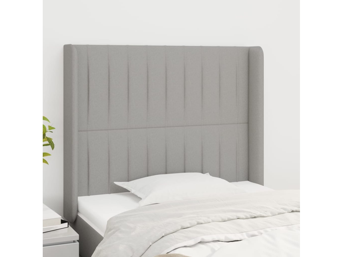 Vidaxl Cabeceira De Cama C/ Abas Tecido 93x16x118/128cm Cinzento-claro
