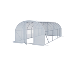 Estufa Túnel Premium 3x6 M Com Porta Basculante E Lona Pe 180 G/m² Branca Transparente Toolport