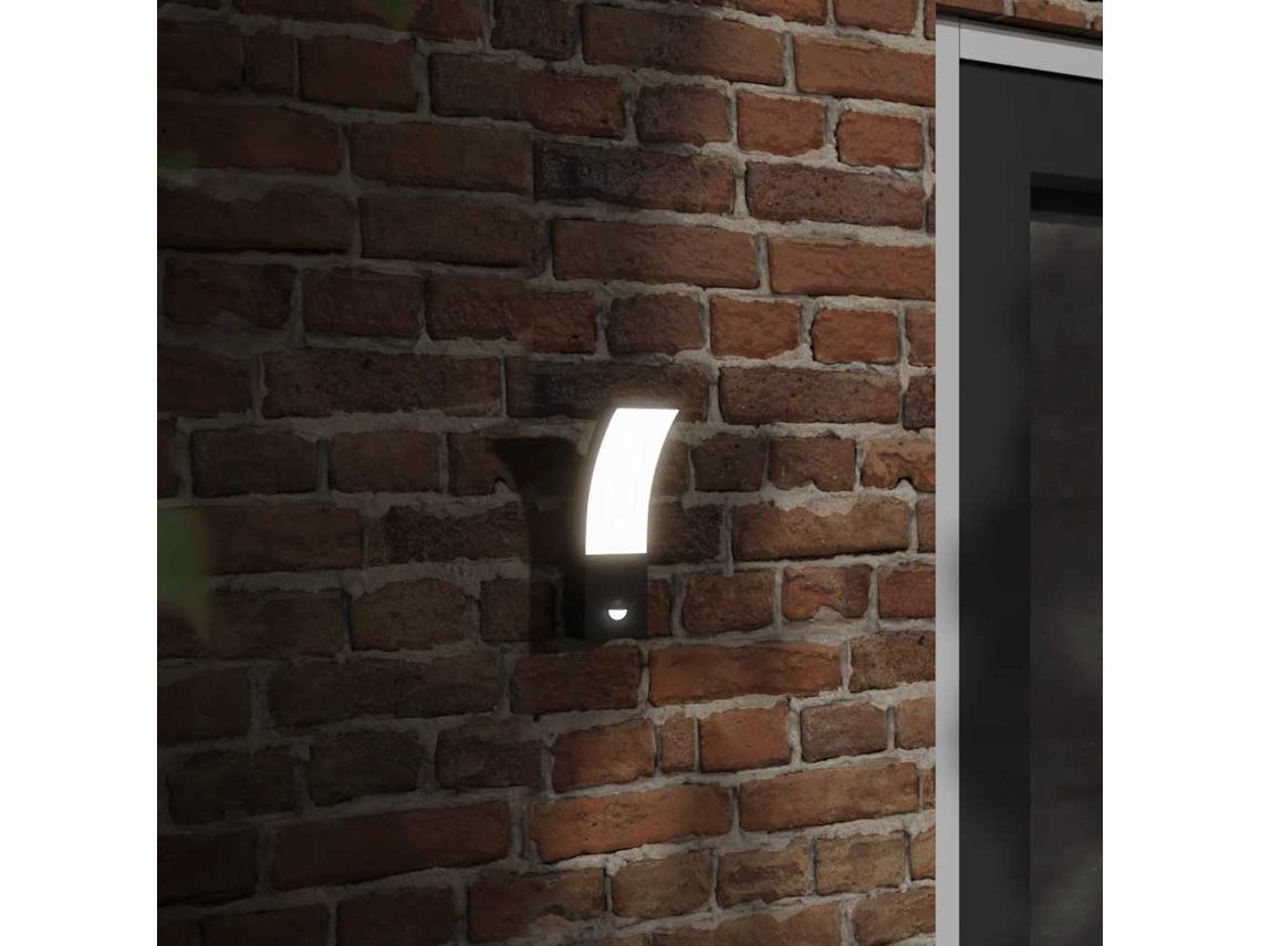 Vidaxl Candeeiros Parede Led Exterior C/ Sensor 2 Pcs Alumínio Preto
