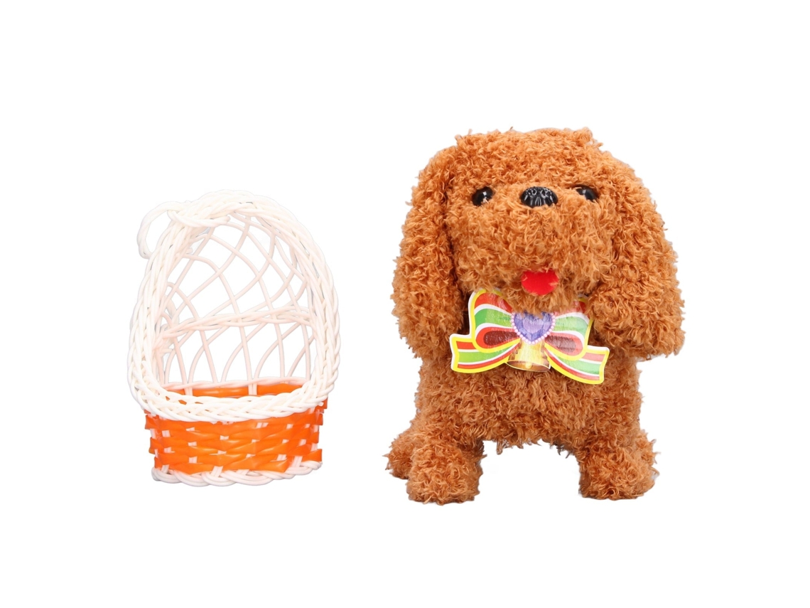 Primerox cachorro Pelúcia Mecânico com Bateria Andar Abanar Cauda Latir Brinquedo de Presente