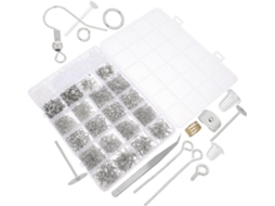 Kit Para Confecção De Brincos Com 2680 Peças, Prata.