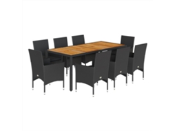 Garden Dining Set, Garden Dining Sets Vidaxl Preto Rattan / Vime (190 X 90 X 75 Cm)