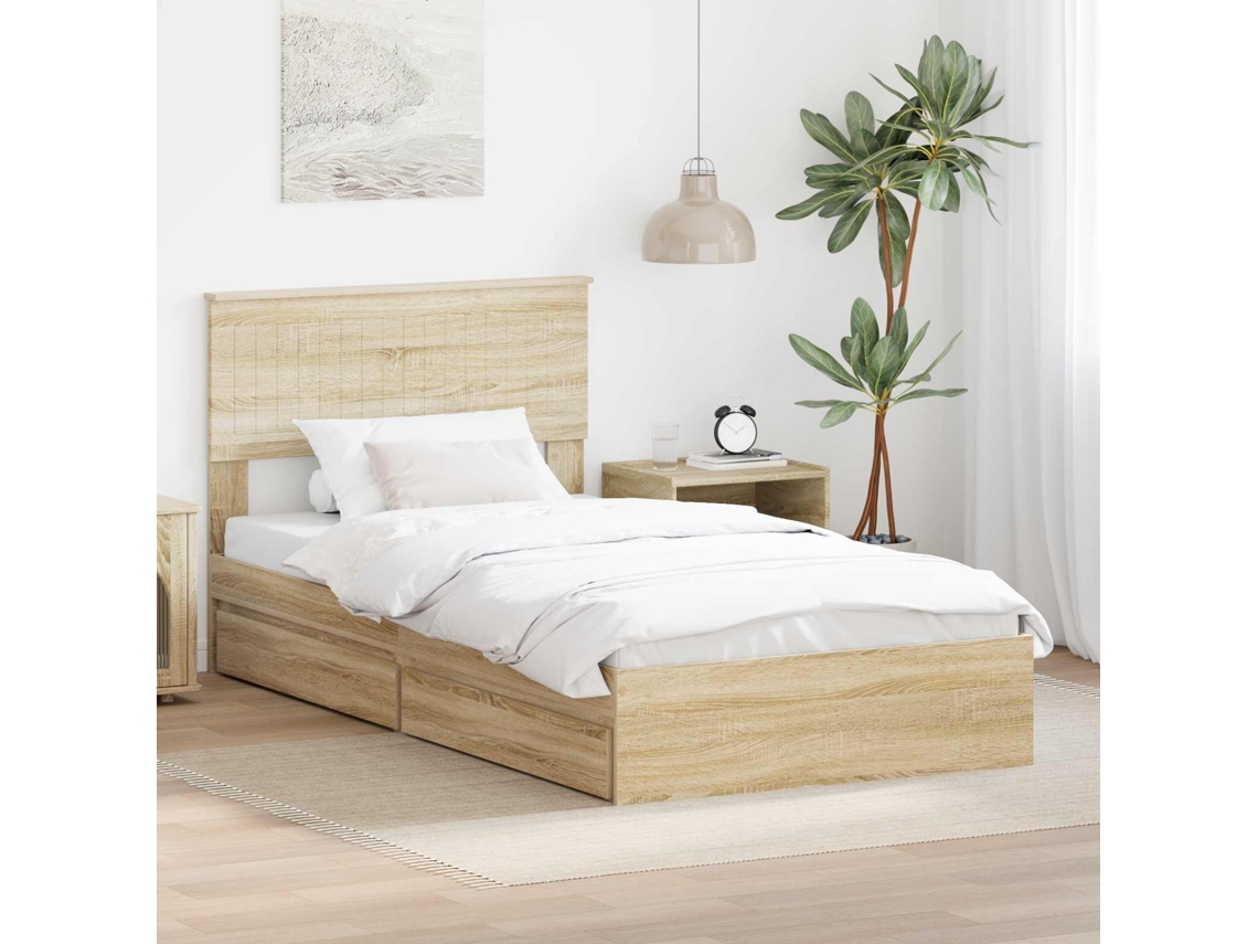 Vidaxl Cama com Armazenamento com Gaveta Carvalho Sonoma 100 X 200 Cm