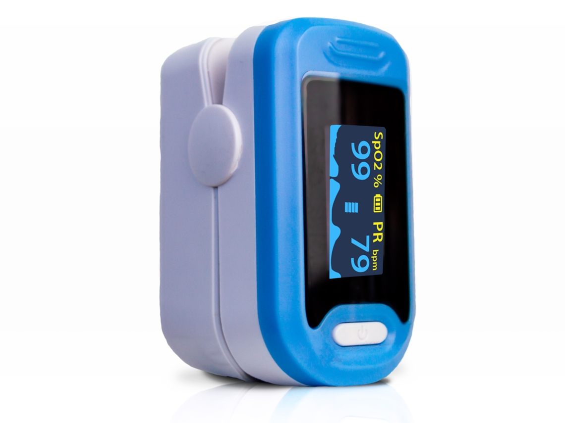 Oxímetro de dedo MOBICLINIC oxímetro de pulso profissional para SpO2 frequência cardíaca preciso não invasivo ecrã OLED azul PY-04