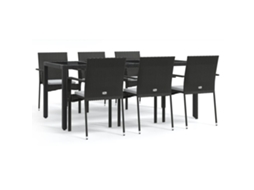 Garden Dining Set, Garden Dining Sets Vidaxl Preto Rattan / Vime (190 Cm Table Length)
