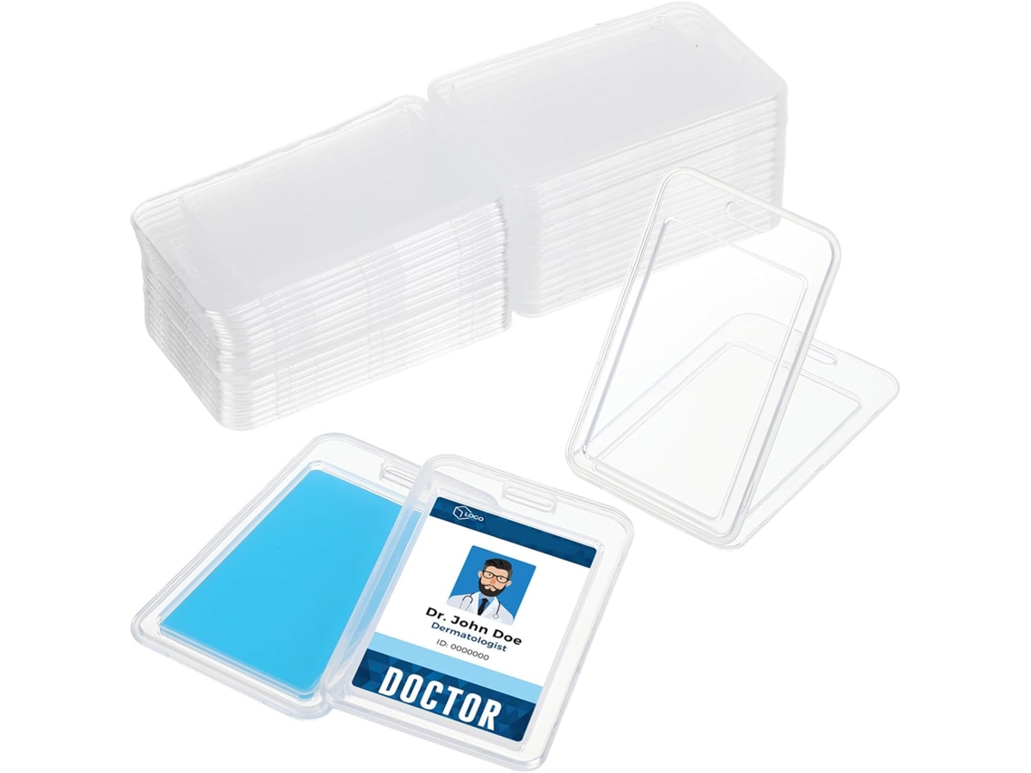 Porta Crachás Merryhapy Design Prático E Fácil De Transportar, 20 Unidades Em Plástico Transparente, Ideal Ocasiões