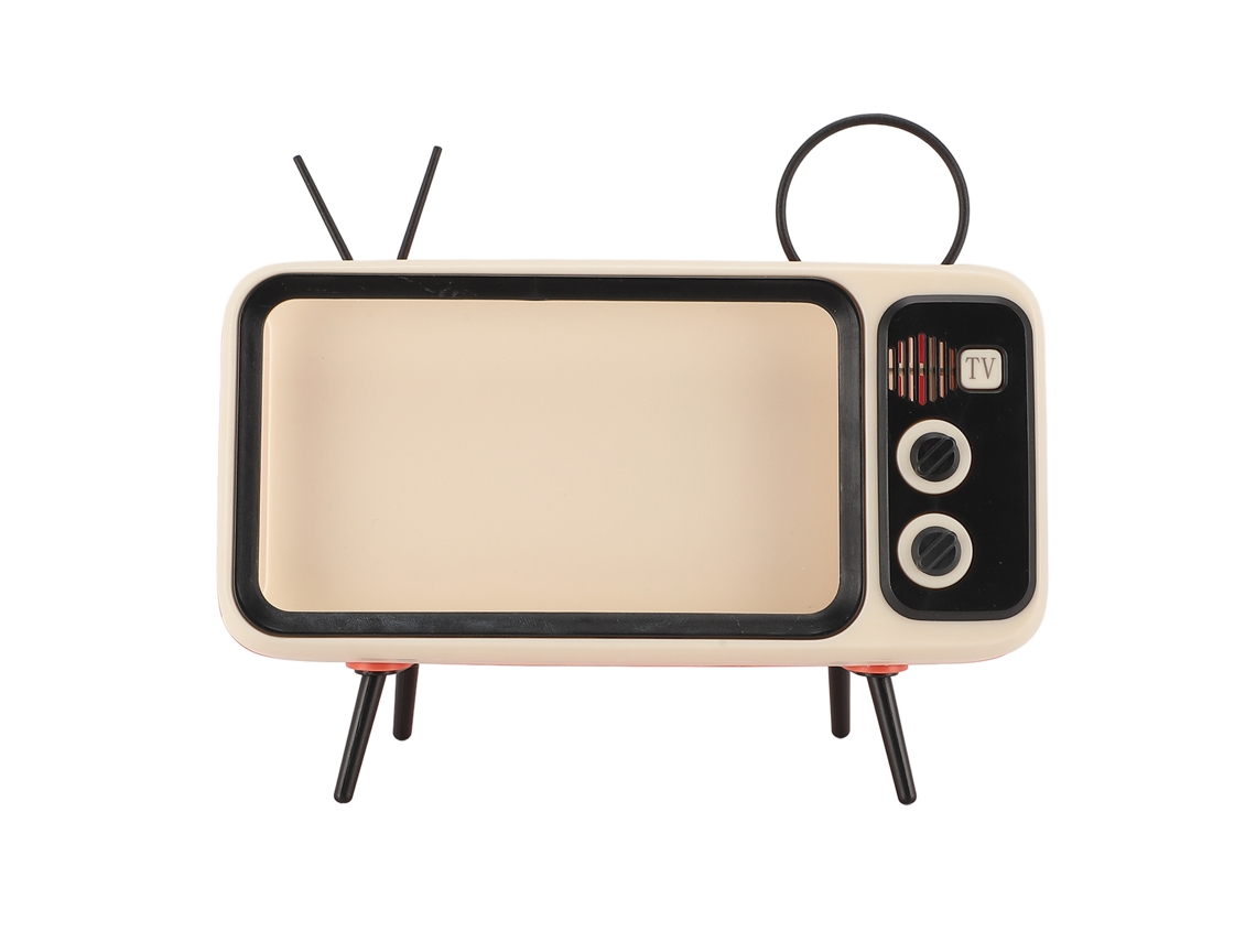 Suporte de Telefone Retro Tv para Mesa Decorativo Portátil Laranja Branco para Lar Quarto Escritório
