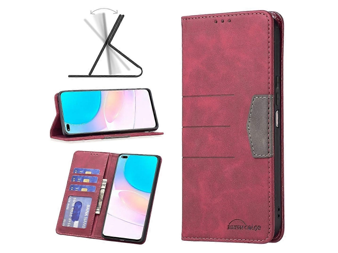 Capa De Couro Com Encaixe Magnético Para Honor 50 Lite / Huawei Nova 8i
