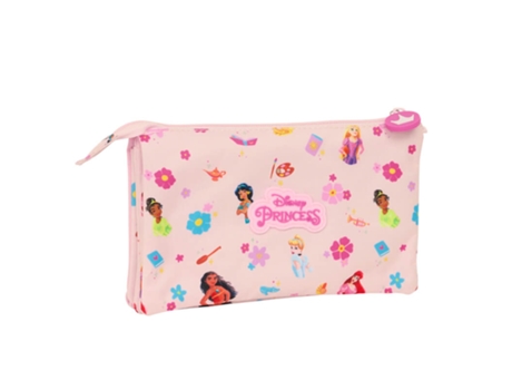 Estojo Escolar Triplo Princesas Summer Adventures Rosa
