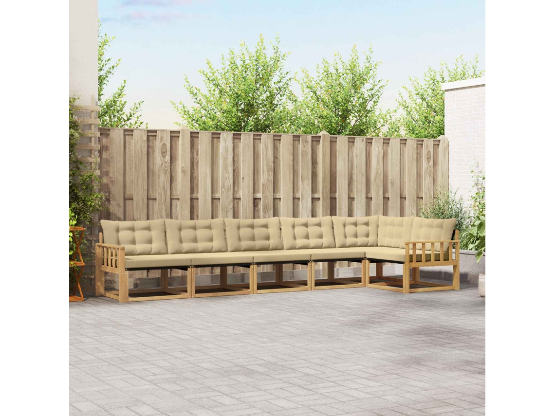 Vidaxl Conjunto De Sofás Para Exterior 6 Pcs Branco E Bege