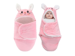 Saco De Dormir De Inverno Para Bebês Cobertor De Pelúcia Macio Com Capuz Desenho Animado Adequado Para Bebês Meninas Meninos 3 6 Meses 70cm Yunzii