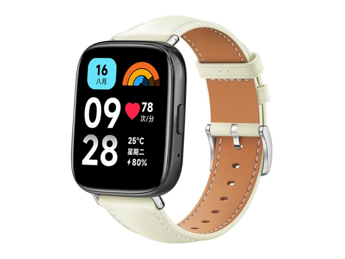 Bracelete para Redmi Watch 3 Active / Lite Couro Preto Cabeça Chata Textura de Tubarão Branco Cremoso XIAOMOYU (20mm)