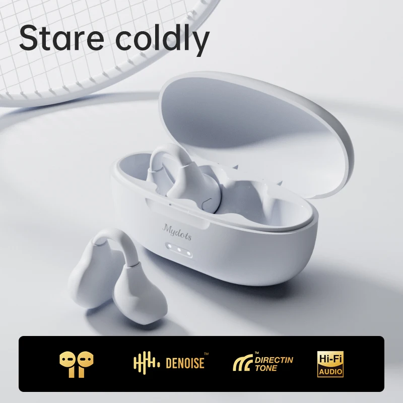 Fones de Ouvido Bluetooth Sem Fio , Compatíveis com Bluetooth 5.3, com Microfone, Fones de Ouvido com Clipe. MDUG (brancos)