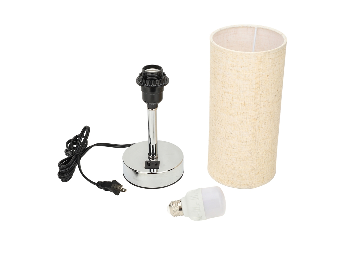 Lâmpada táctil de cabeceira moderna, dimmer 3 velocidades, tomada USB, abajur de linho S/MARCA