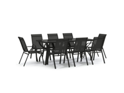 Maison Exclusive - 9 Pcs Conjunto De Jantar Para Jardim Preto
