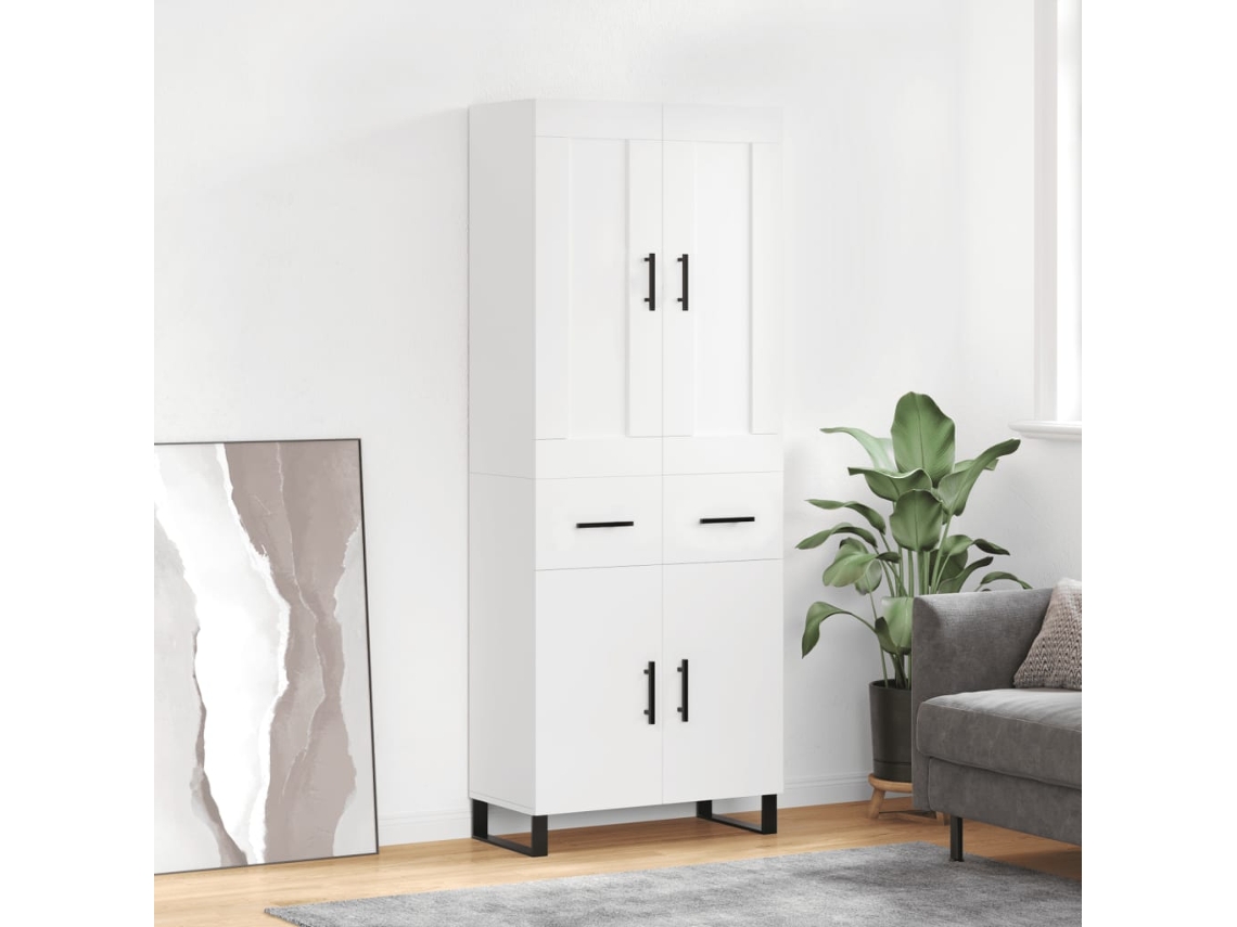 Vidaxl Armário Alto 69,5x34x180 Cm Derivados De Madeira Branco