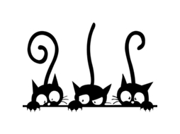 2pcs Pegatina De Parede De Pvc Com Gatito E Frase Arte Vinilo 20x30cm Preto