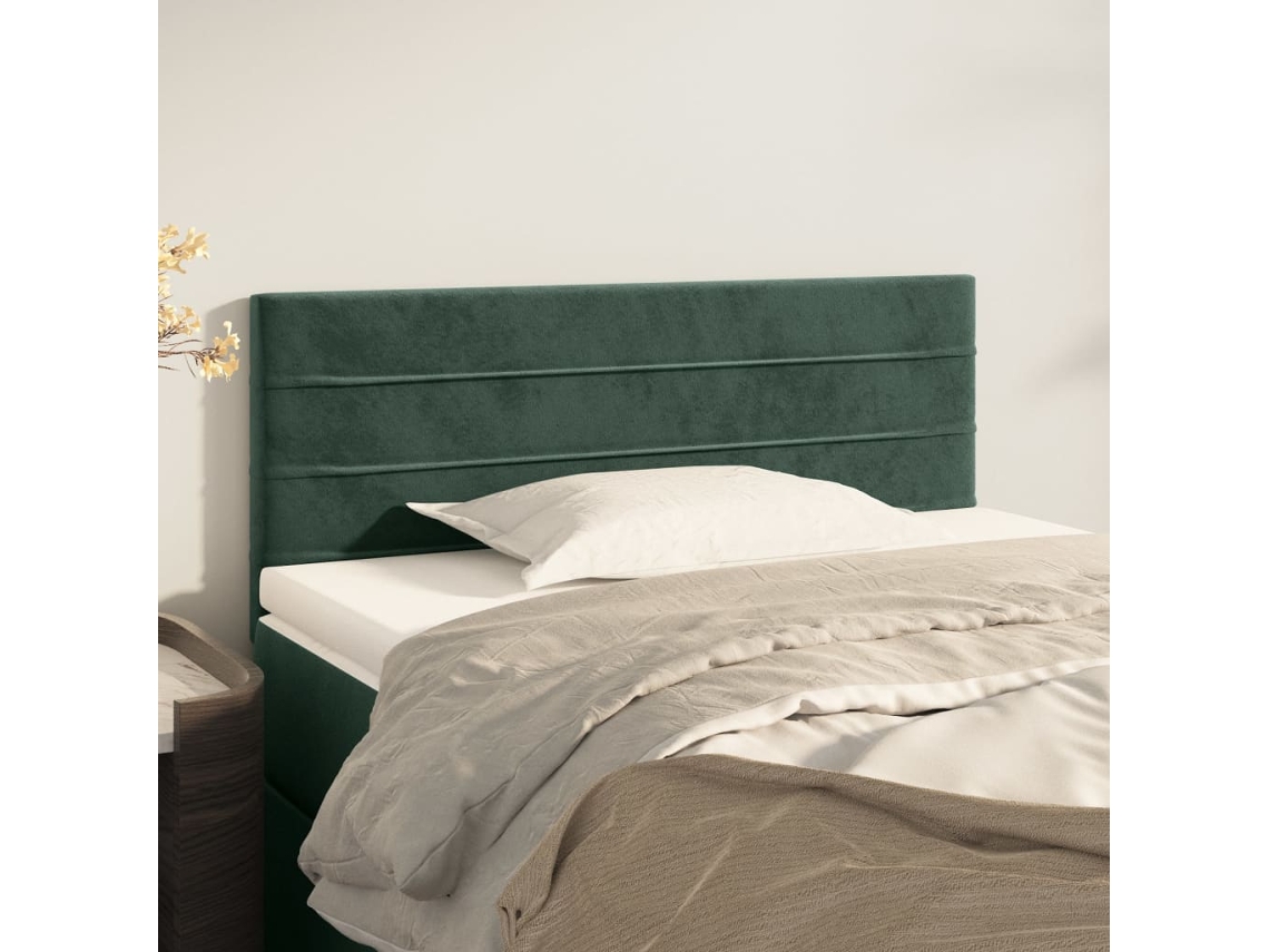 Cabecero de terciopelo 100x5x78/88 cm Verde oscuro