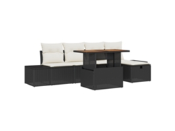 Conjunto 6 Conjunto De Sofá De Jardim Vidaxl Preto Vime Pe (294 X 117 X 85 Cm)