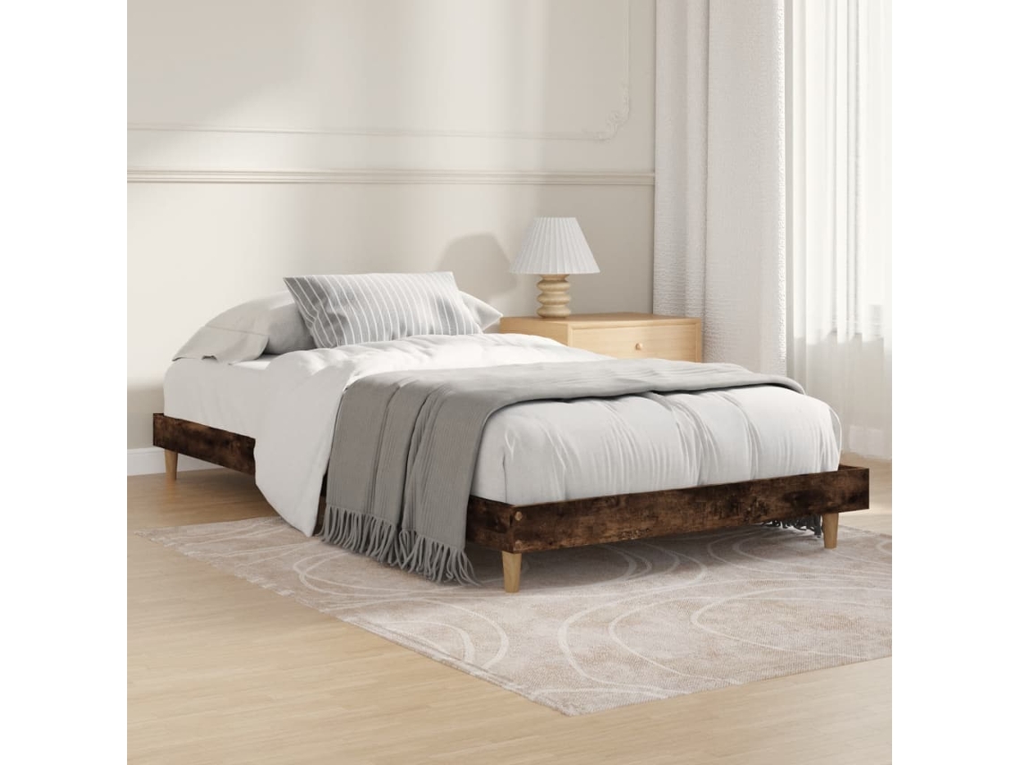 Estrutura Cama S/ Colchão Derivados De Madeira Carvalho Fumado