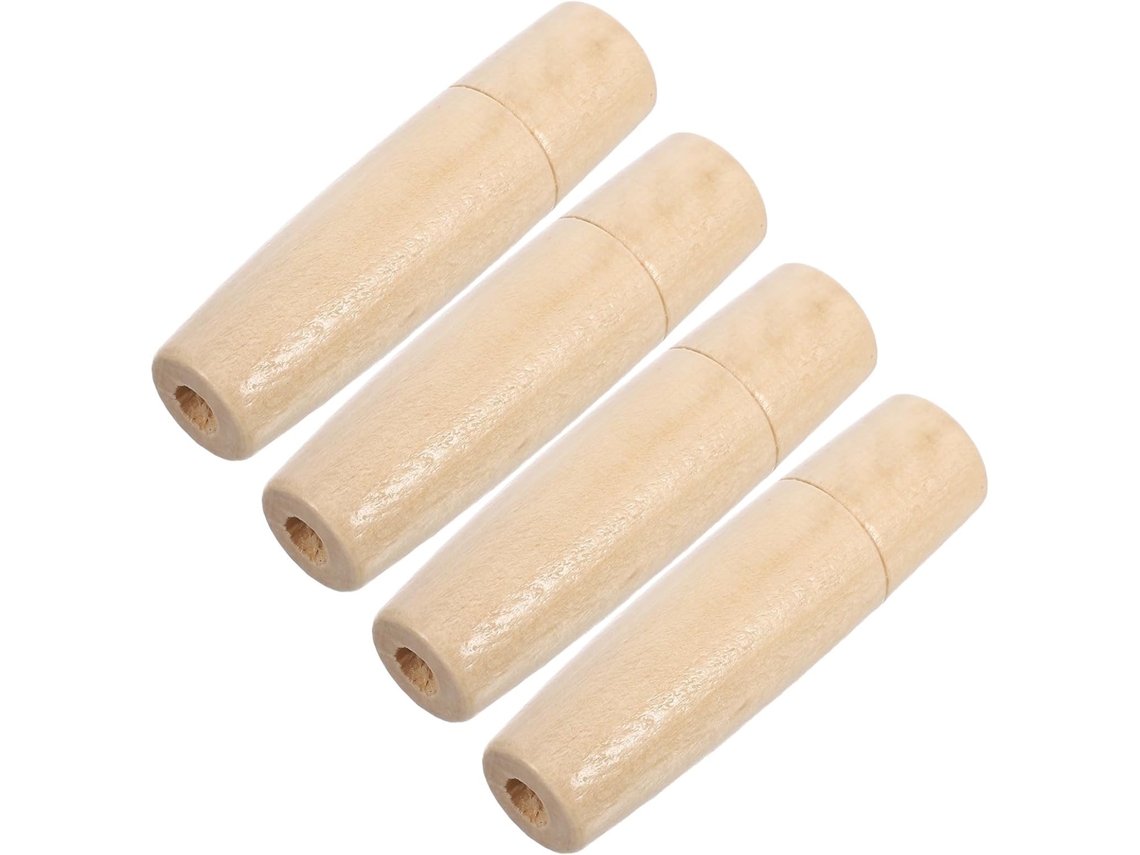 Conjunto De 4 Cabos De Madeira Bege Para Pastas, Encaixe De 7 Mm