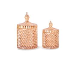 Conjunto De 2 Potes De Vidro Para Banheiro Com Tampas Para Cotonetes, Marrom. Aquaforge