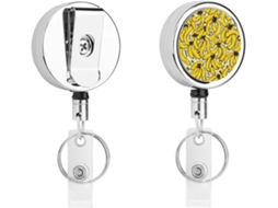 Porta Crachá Retrátil Em Formato De Banana Amarela, Moderno E Durável, Em Metal, Com Cordão De Nylon De 68cm, Ideal Para