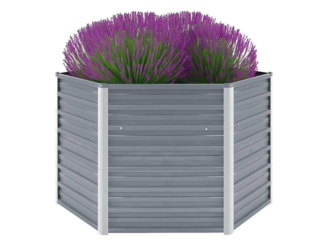 Vidaxl Canteiro Elevado Jardim Aço Galvanizado 129x129x77 Cm Cinzento