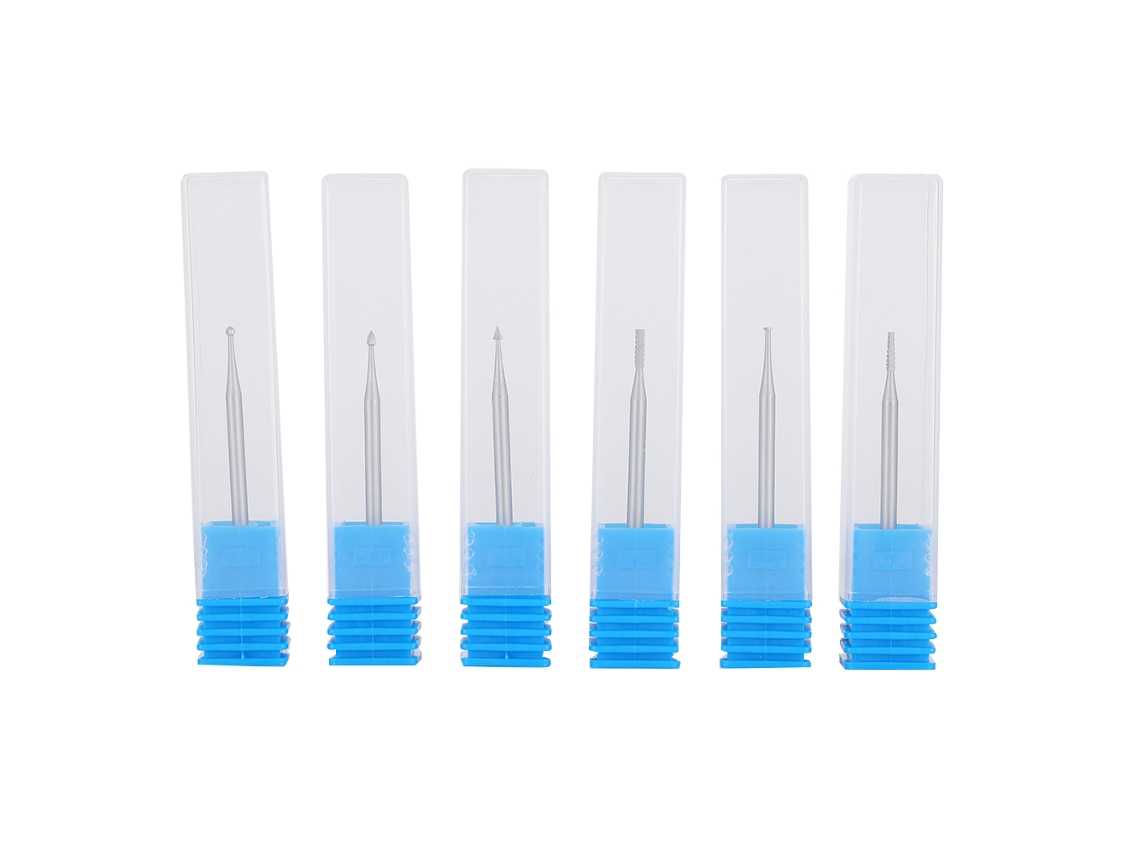 Conjunto de 6 brocas de aço tungstênio para unhas artísticas, broca para manicure com mandril elétrico de 1,4 mm.