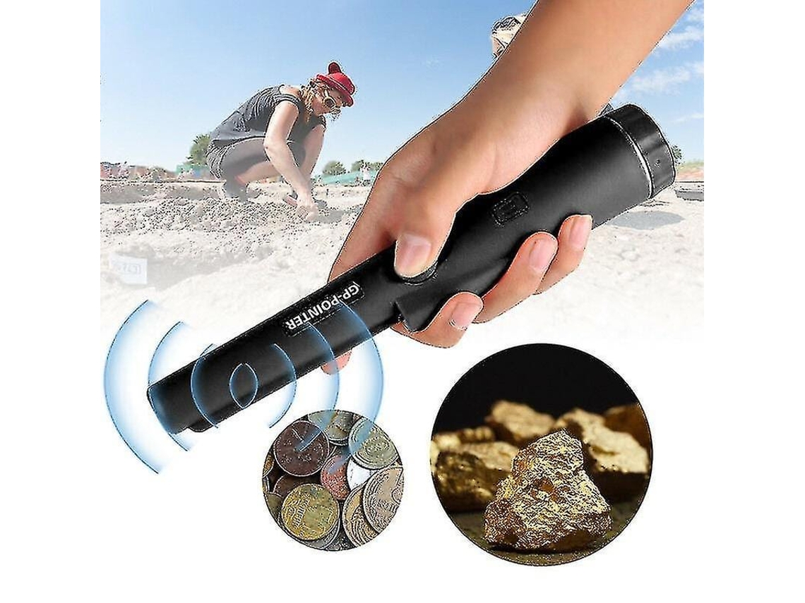 Novo Detector De Metal Portátil Com Detecção 360 Lados E Led Para Localizar Metais Precisos - Preto