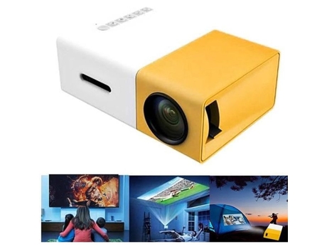 Mini Projetor Portátil Hd 1080p Led Amarelo 60 Polegadas Rokoo