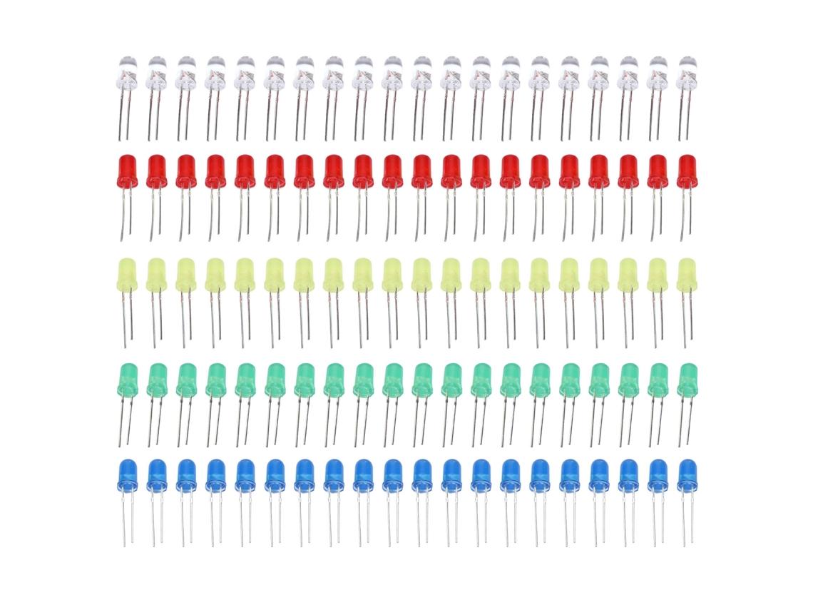 Kit de 100 Diodos LED 5mm Diversos Cores S/MARCA