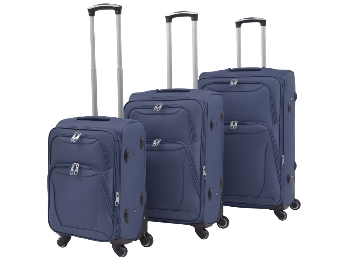 Vidaxl Conjunto De Tróleis Em Estojo Mole 3 Pcs Azul-marinho