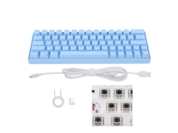 Teclado Mecânico Azul 64 Teclas Fio Fio Sem Fio
