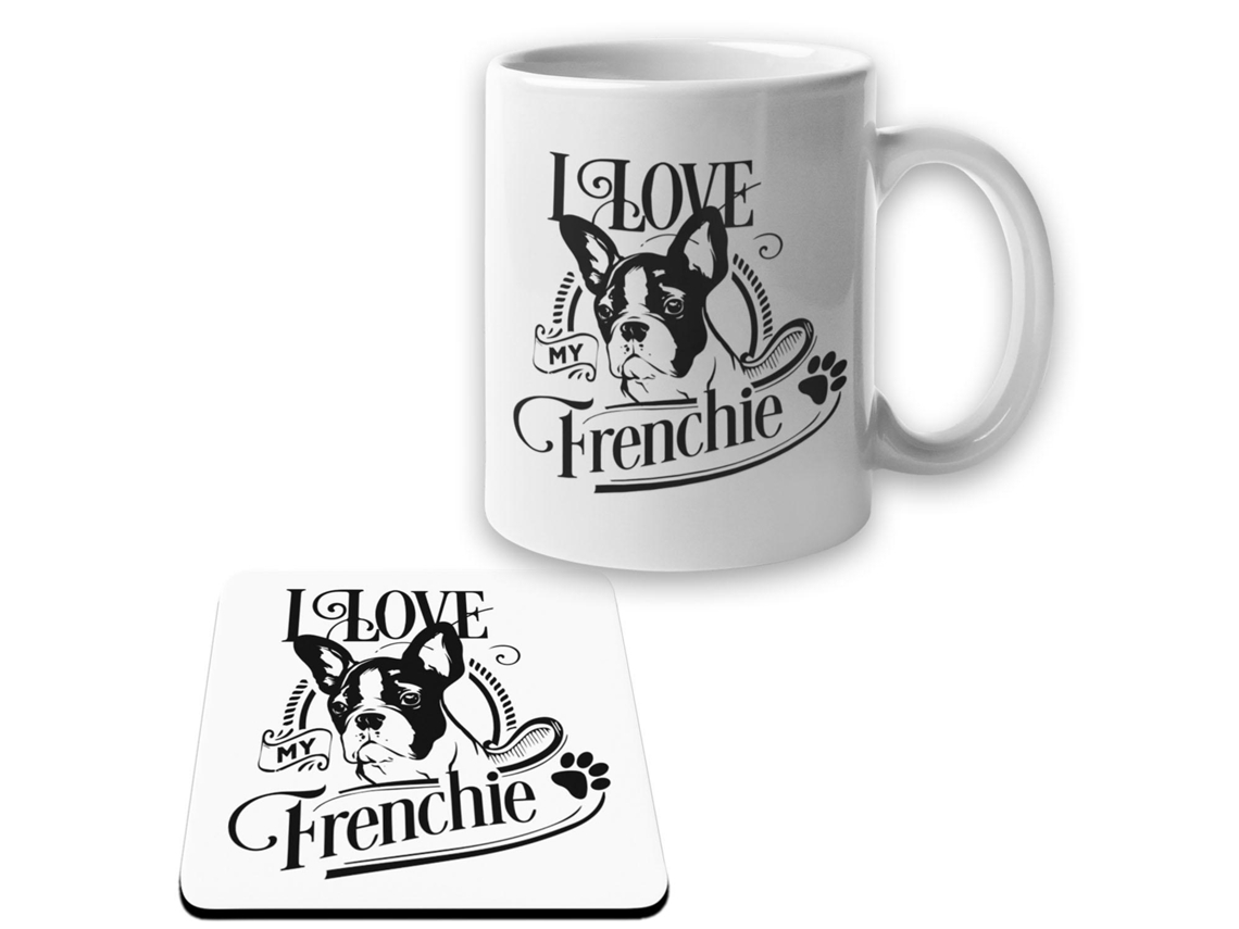 Conjunto Caneca Bulldog Francês + Porta Flocos Eu Amo AQUAFORGE