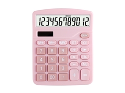 Calculadora de Mesa Básica de Grande Porte com 12 Dígitos e Acionamento Duplo BRILVIBERA (rosa)