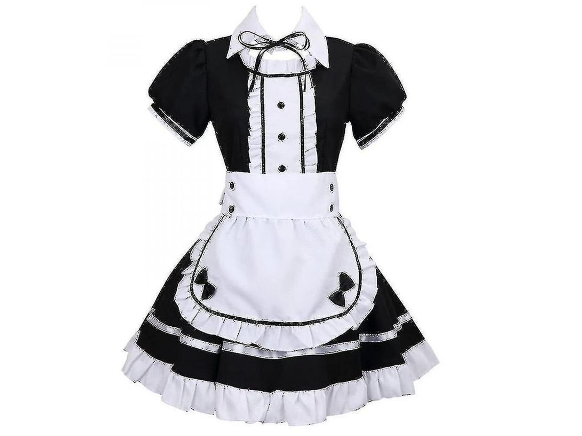 Traje De Criada Francesa Lolita Para Cosplay Anime Fiesta Halloween Mujer Talla S-xxl L Negro
