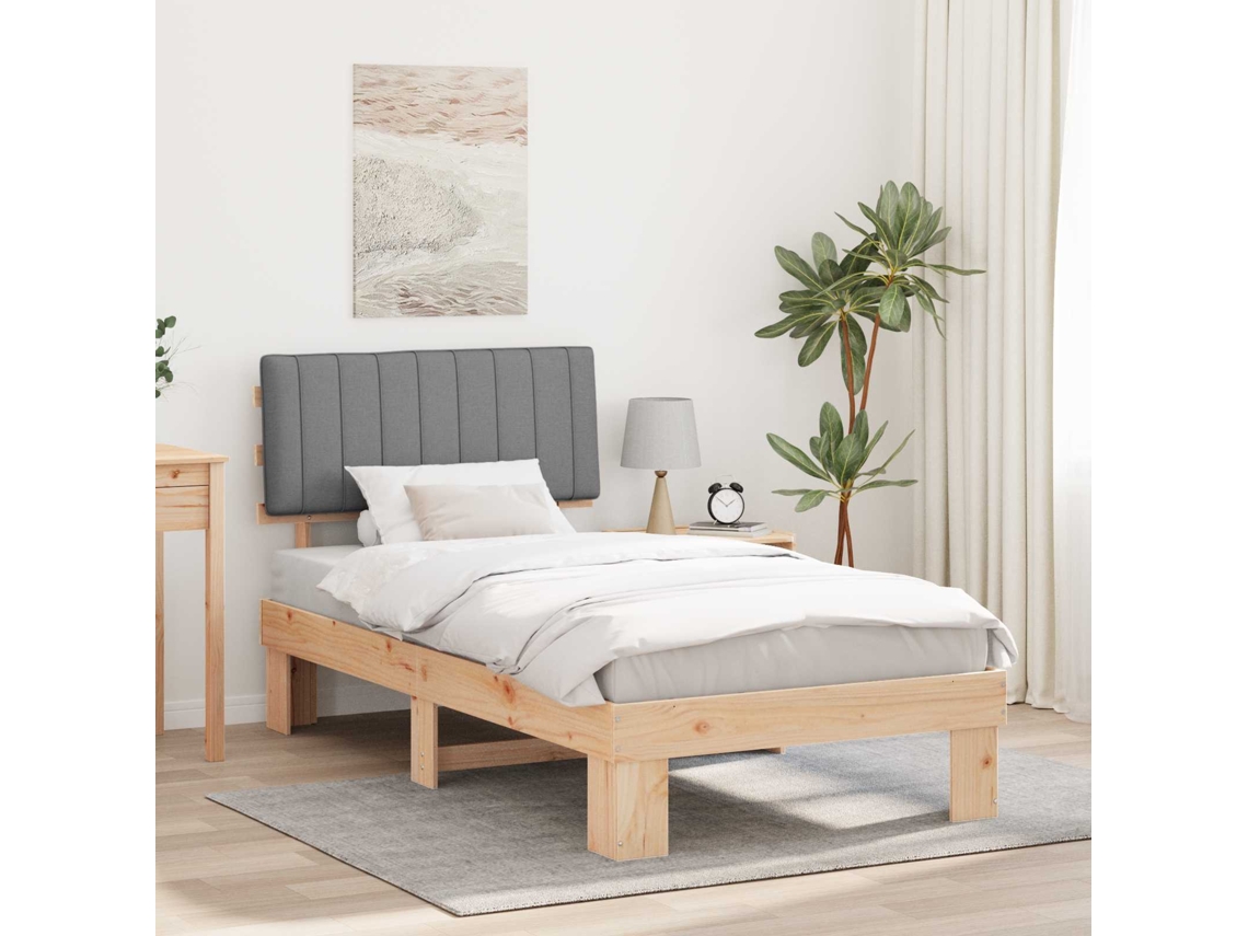 Vidaxl Estrutura De Cama Com Cabeceira Estofada Cinzento-claro
