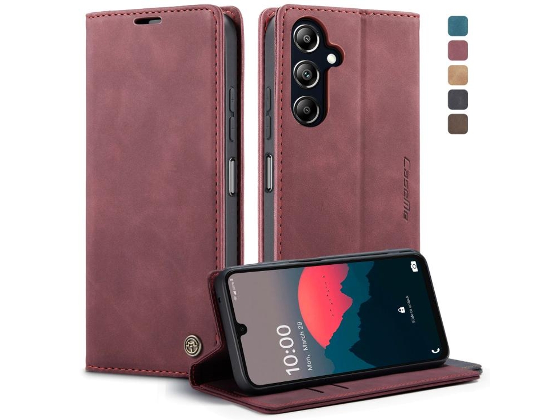 Capa Para Samsung Galaxy A16 5g Multifuncional Horizontal Flip De Couro Para Telefone Vermelho