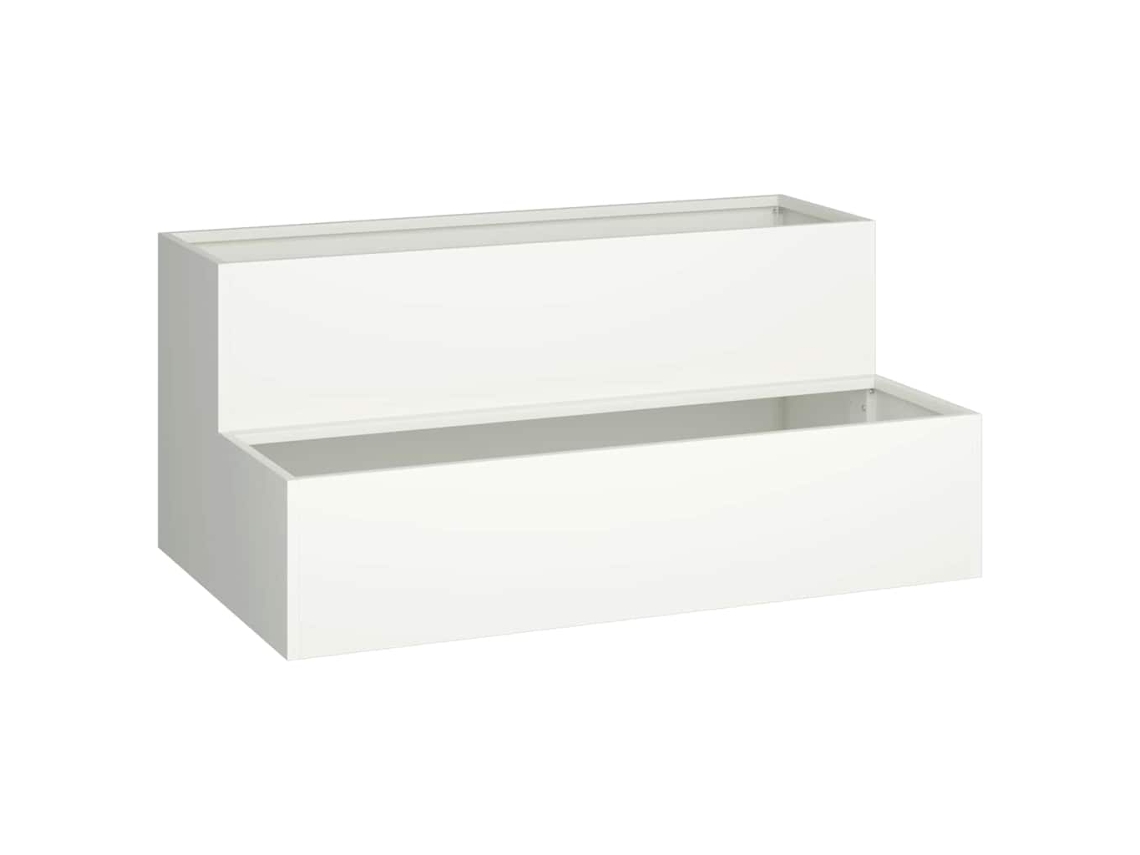 Conjunto 1 Vaso De Jardim Vidaxl Branco Aço (100 X 60 X 45 Cm)