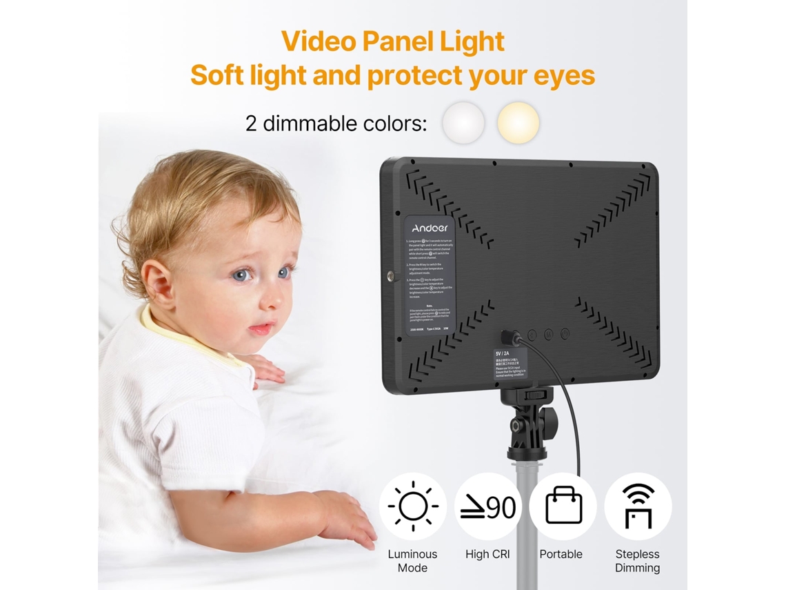 2026 luz Led para Streaming, Fotografia e Videoconferências: Painel de Luz Bicromático Usb para Gravação Ao Vivo