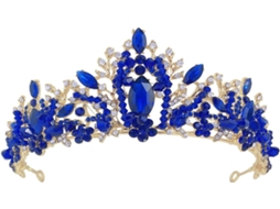 Tiara De Noiva Nuobesty Dourada Com Cristais Azuis, Aliança De Casamento Em Liga Metálica Resistente À Oxidação.