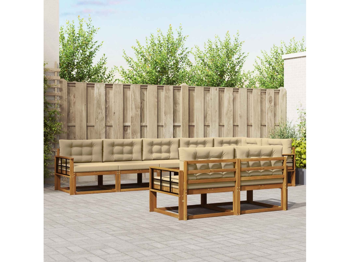 Vidaxl Conjunto De Sofás Para Exterior 8 Unid. Natural E Bege