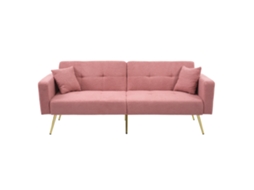 Sofá-cama Com Função De Cama, Ângulo Ajustável, Pernas Douradas, Com Travesseiros E Bolsos Laterais-kd